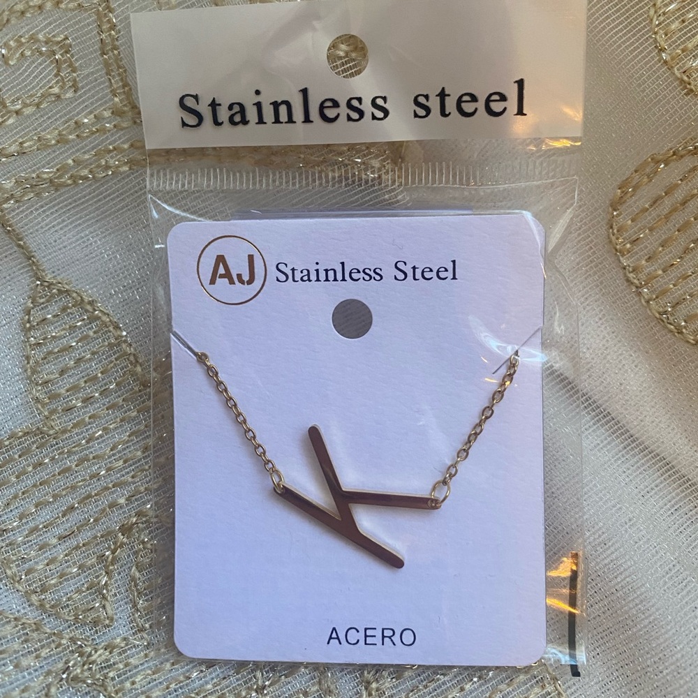 Stainless Steel Letter K Gold Necklace holiday gift